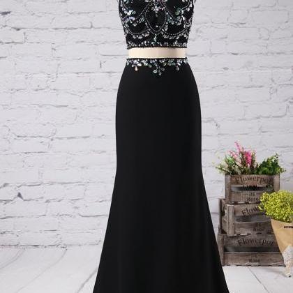 Black Mermaid Prom Dresses,two Pieces Prom..