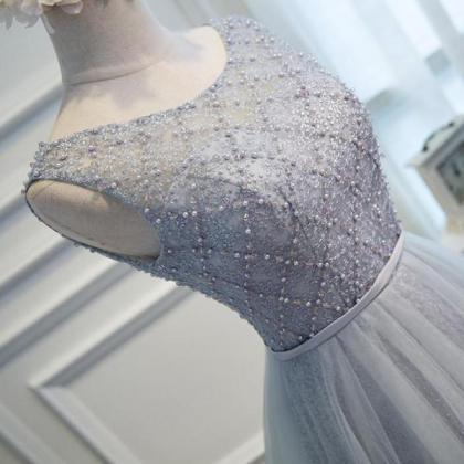 Gray Beaded Homecoming Dresses,lace Up Homecoming..