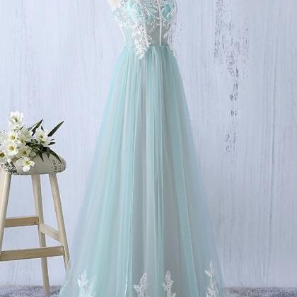 Spaghetti Straps Long Lace Tulle Prom Dresses For..