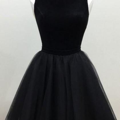 Cute A Line Black Short Prom Dresses,tulle Satin..