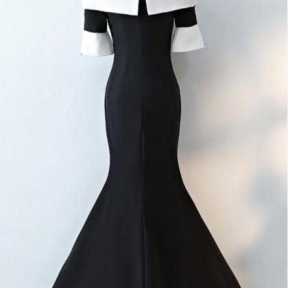 Chic Black And White Off Shoulder Prom..