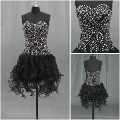 Black Short Prom Dress With Sequins ,short..