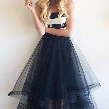 2016 Tulle Prom Dresses, Floor-length A-line Prom..