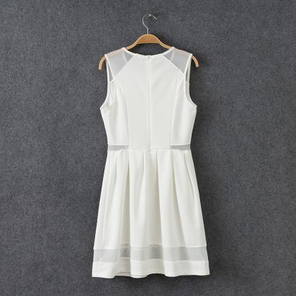 White/black O-neck Summer Woman Dress,fashion..