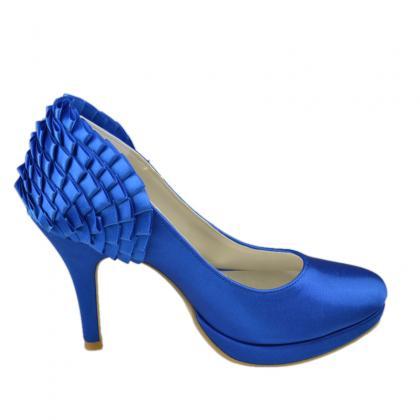 Newest Royal Blue Bridal Wedding Shoes,bridal High..