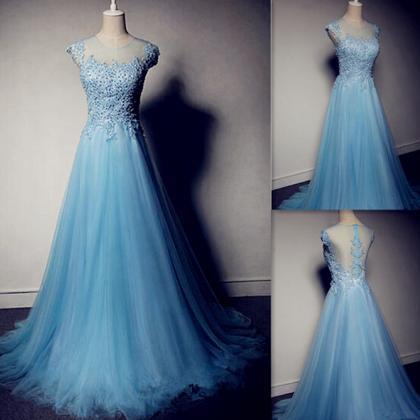 The A-line Tulle O-neck Prom Dresses,the Charming..