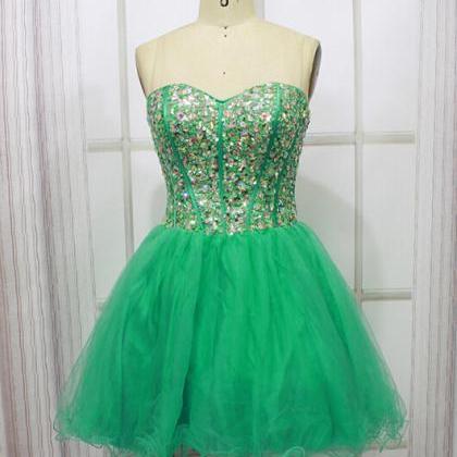 Real Made Green Beading Homecoming Dresses..