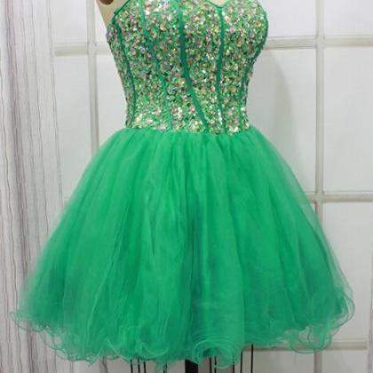 Real Made Green Beading Homecoming Dresses..