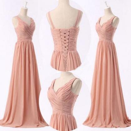 Design Skin Pink Long Bridesmaid Dresses,back Up..