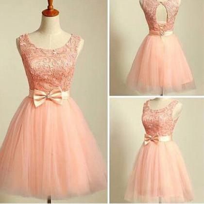 Blush Pink Beaded Cocktail Dresses,lace Homecoming..