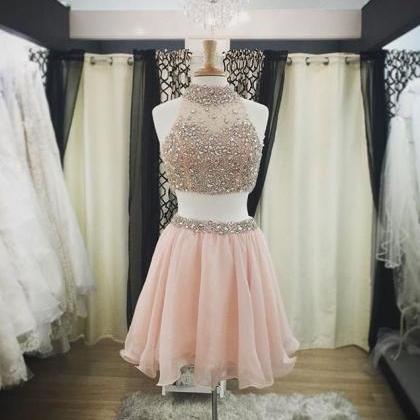 Pretty Two Pieces Pink Homecoming Dresses For..