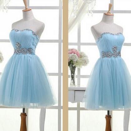 2016 Selling Light Sky Blue Strapless Homecoming..