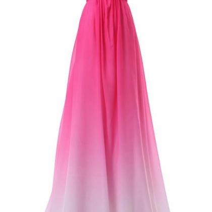 Pretty Pink Sweetheart Long Gradient Chiffon Prom..