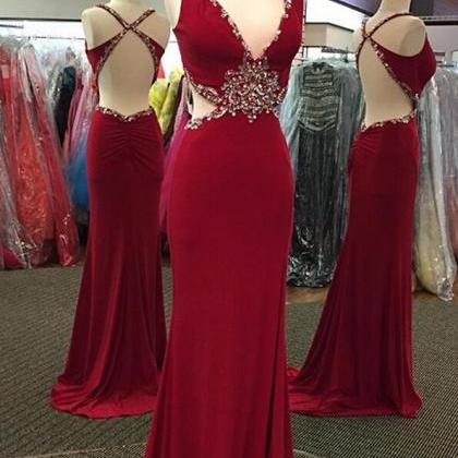 Sexy Open Back Long Prom Dresses,handmade Prom..