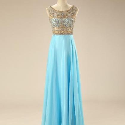 Chiffon Ice Blue Prom Gowns, Evening Gowns,pretty..