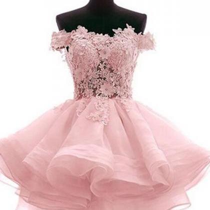 Cute Off Shoulder Pink Homecoming Dresses,elegant..