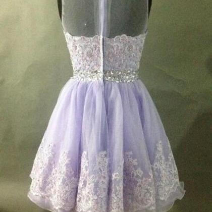 Violet Lace Homecoming Dresses,pretty Tulle..