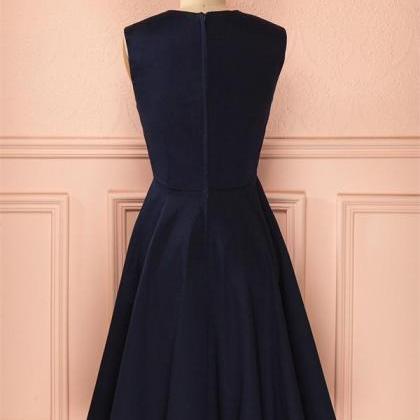 Vintage Dresses,simple Short Navy Blue Homecoming..
