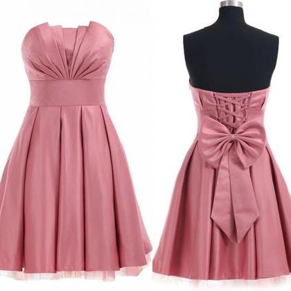 Pink Lace Up Homecoming Dresses,cocktail..