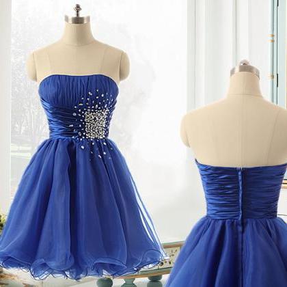 Royal Blue Strapless Homecoming Dresses,elegant..