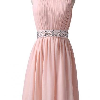 Pink O-neck Chiffon Homecoming Dresses,cute Girly..