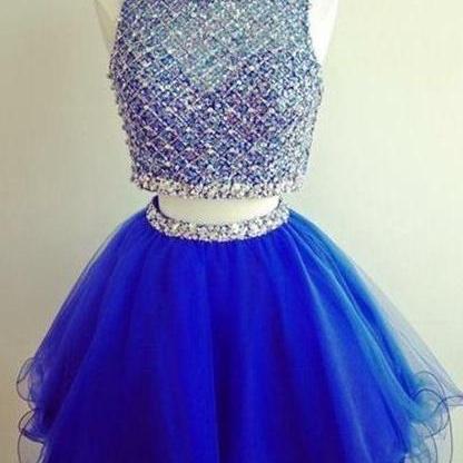 Royal Blue Beading Homecoming Dresses,cute..