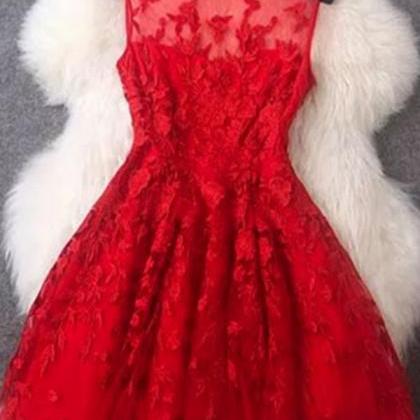 Charming Red Lace Short Homecoming Dresses,sparkly..