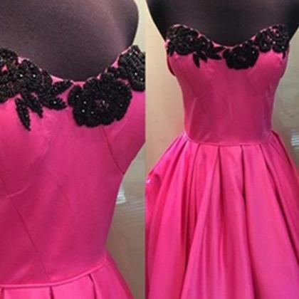 Pink Skirt And Black Lace Simple Homecoming..