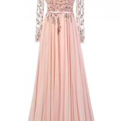 Long Sleeves Lace Beading Prom Dresses,handmade..
