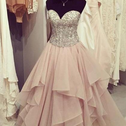 Strapless Pink Ball Gowns Prom Dresses,lace Up..