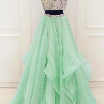 Charming Two Pieces Long Prom Dresses,beading..