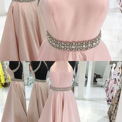 Pink Backless Prom Dresses,halter Prom..