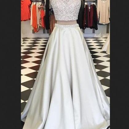 Long Prom Dresses,two Pieces Prom Dresses, Simpe..