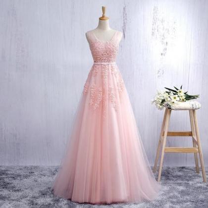 Bridesmaid Dresses,pink Lace Prom Dresses,v-neck..