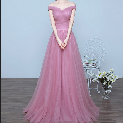 Pink Prom Dresses,long Prom Dresses,off Shoulder..