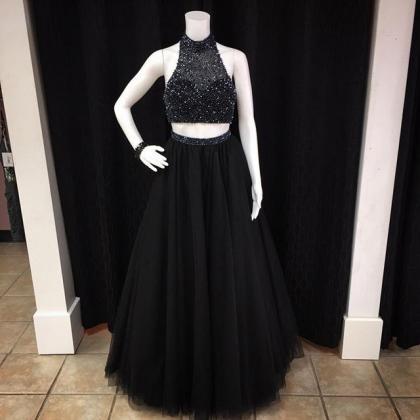 Black Prom Dresses,two Pieces Prom Dresses,prom..