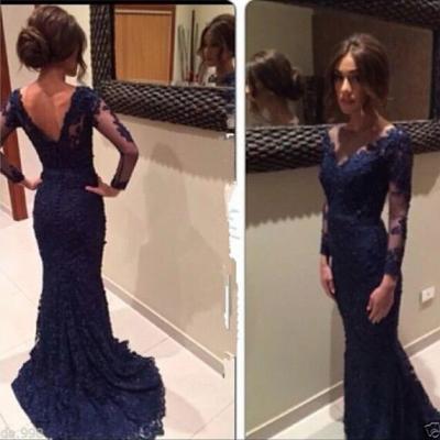  2015 Lace Prom Dresses, Charming Prom Dresses, Real Made Prom Dresses,Chiffon Backless Prom Dresses 
