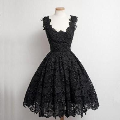 2016 Real Beautiful Black Lace Short Prom Dresses,Simple Graduation Dresses,Cheap Party Dresses For Teens