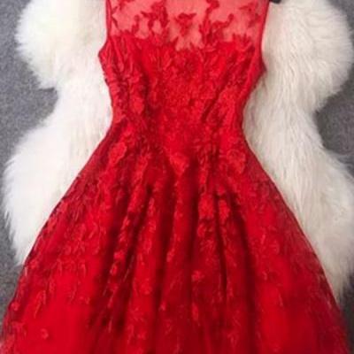 Charming Light Red Lace Short Homecoming Dresses,Sparkly Cocktail Dresses,Short Prom Dresses
