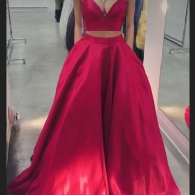 Red Prom Dresses,Two Pieces Prom Dresses,Evening Dresses,Sparkly Prom Dresses,Beautiful Party Dresses,Simple Cheap Plus Size Prom Gowns,Party Dresses,Cute Dresses
