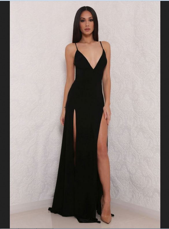 simple v neck prom dress