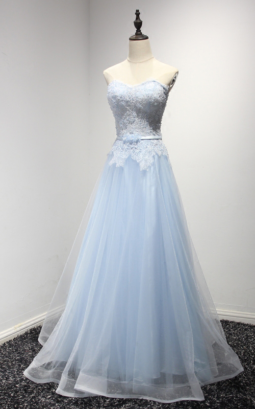 Light Blue Prom Dresses,lace Tulle Prom Dresses,long Prom Dress,elegant Prom Gowns,princess Prom Dresses,modest Evening Dresses Cute Dresses