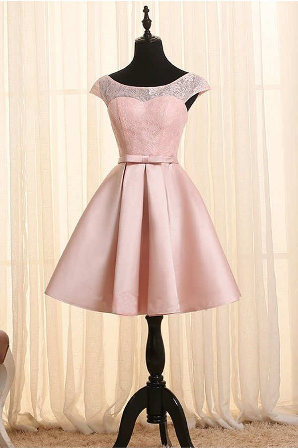 Pink Lace Up Homecoming Dresses,short Homecoming Dresses,cute Dresses,handmade Cocktail Dresses,lace Homecoming Dress Dr0126