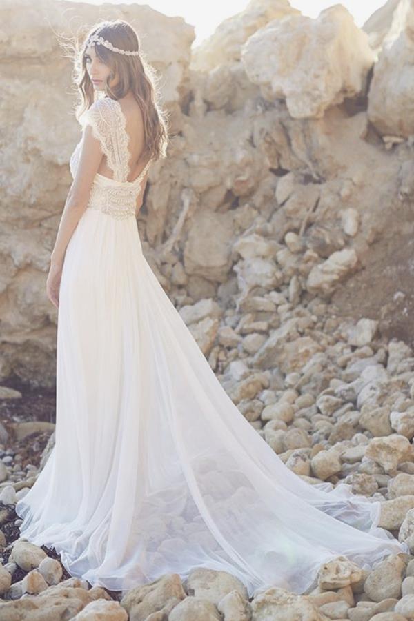 long flowy beach wedding dresses