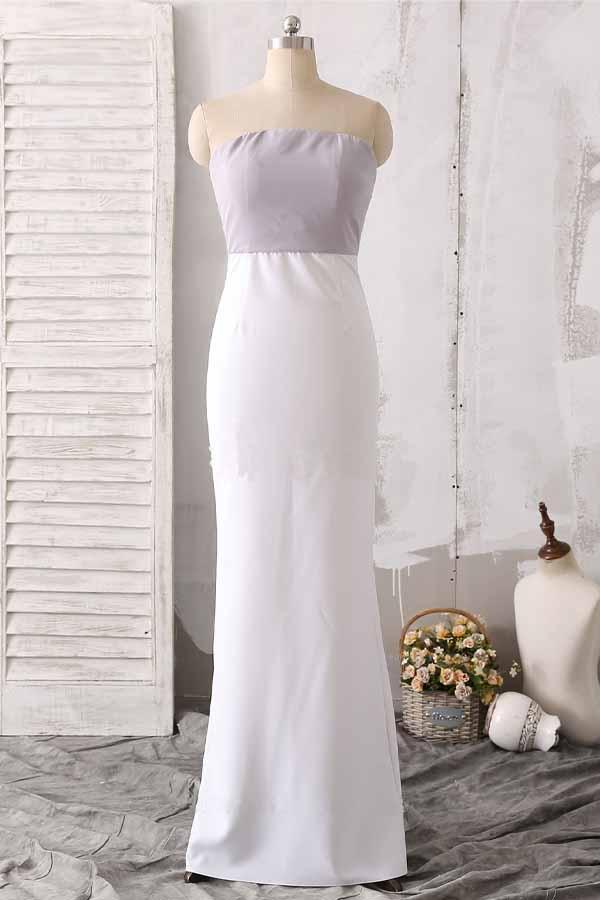 Elegant Long Mermaid Open Back Simple Prom Dresses, White Prom Gowns,graduation Dresses Dr0538