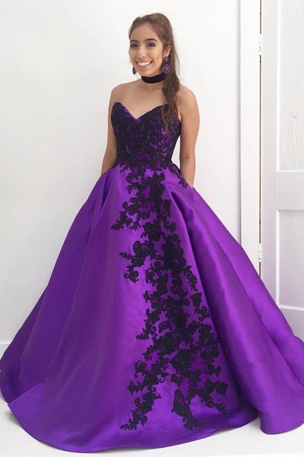purple and black lace dress