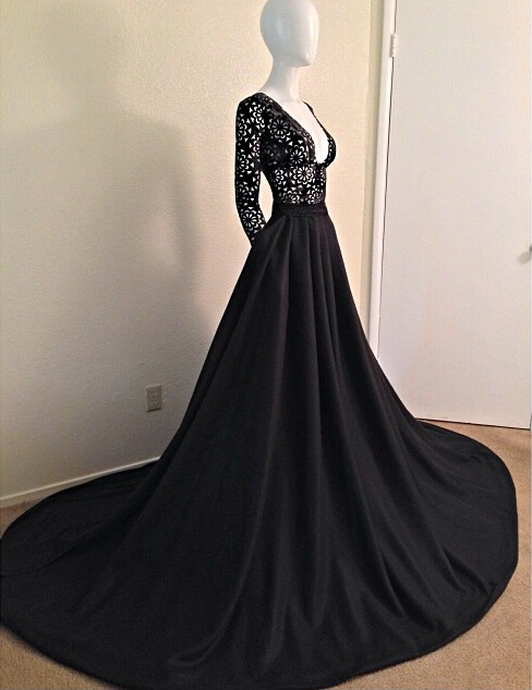 black prom dress with pockets
