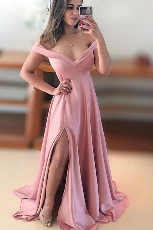 pink satin dress prom