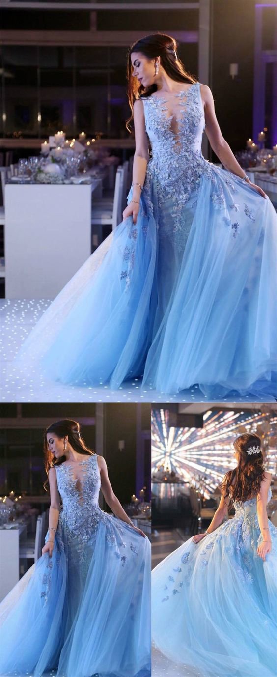 blue mermaid wedding dress