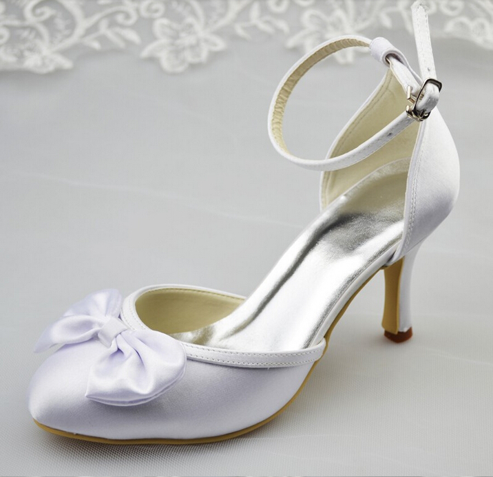 Close Pointed Toe White Satin High Thin Heels Hogskin Inside Concise Princess Wedding Shoes,Fashion Shoes,wedding shoes